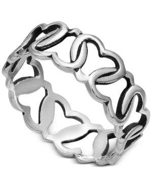 image of Giani Bernini Interlocking Heart Band in Sterling Silver, Created for Macy-s