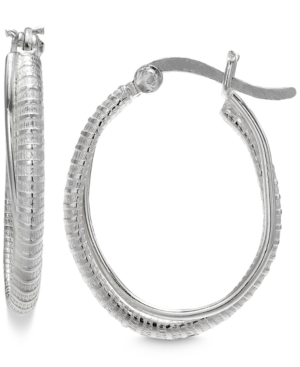 image of Giani Bernini Medium Textured Crossover Hoop Earrings in Sterling Silver, Created for Macy-s