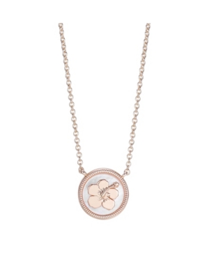 image of Disney Rose Gold-Tone Lilo and Stitch Mother-of-Pearl Pendant Necklace in Fine Silver Plate