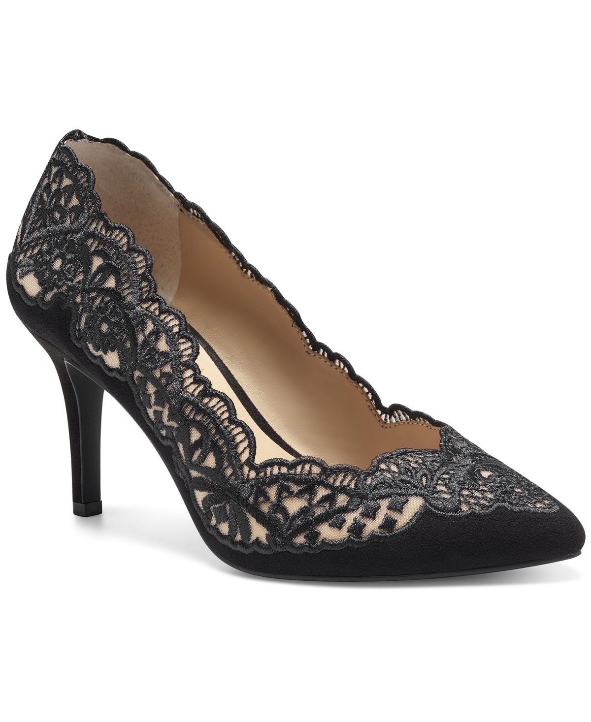 Women's Zitah Pointed Toe Pumps, Created for Macy's - Black Lace
