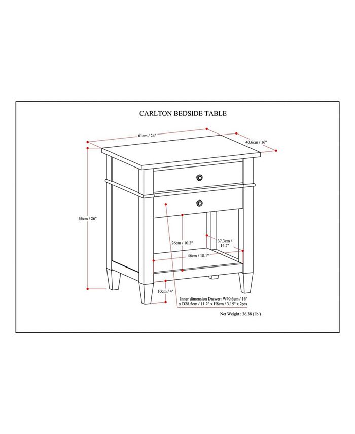 Simpli Home Carlton Solid Wood Bedside Table Macy's