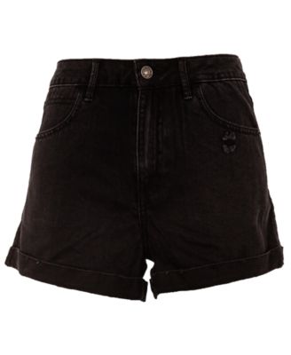 ripped denim shorts black