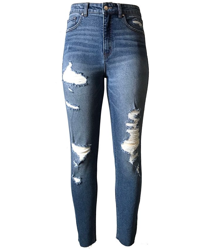 Tinseltown Juniors' Ripped Mom Jeans - Macy's