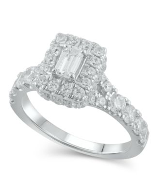 Diamond Halo Emerald Bridal Set (2. ct. t.w.) in 14k White, Yellow or Rose Gold