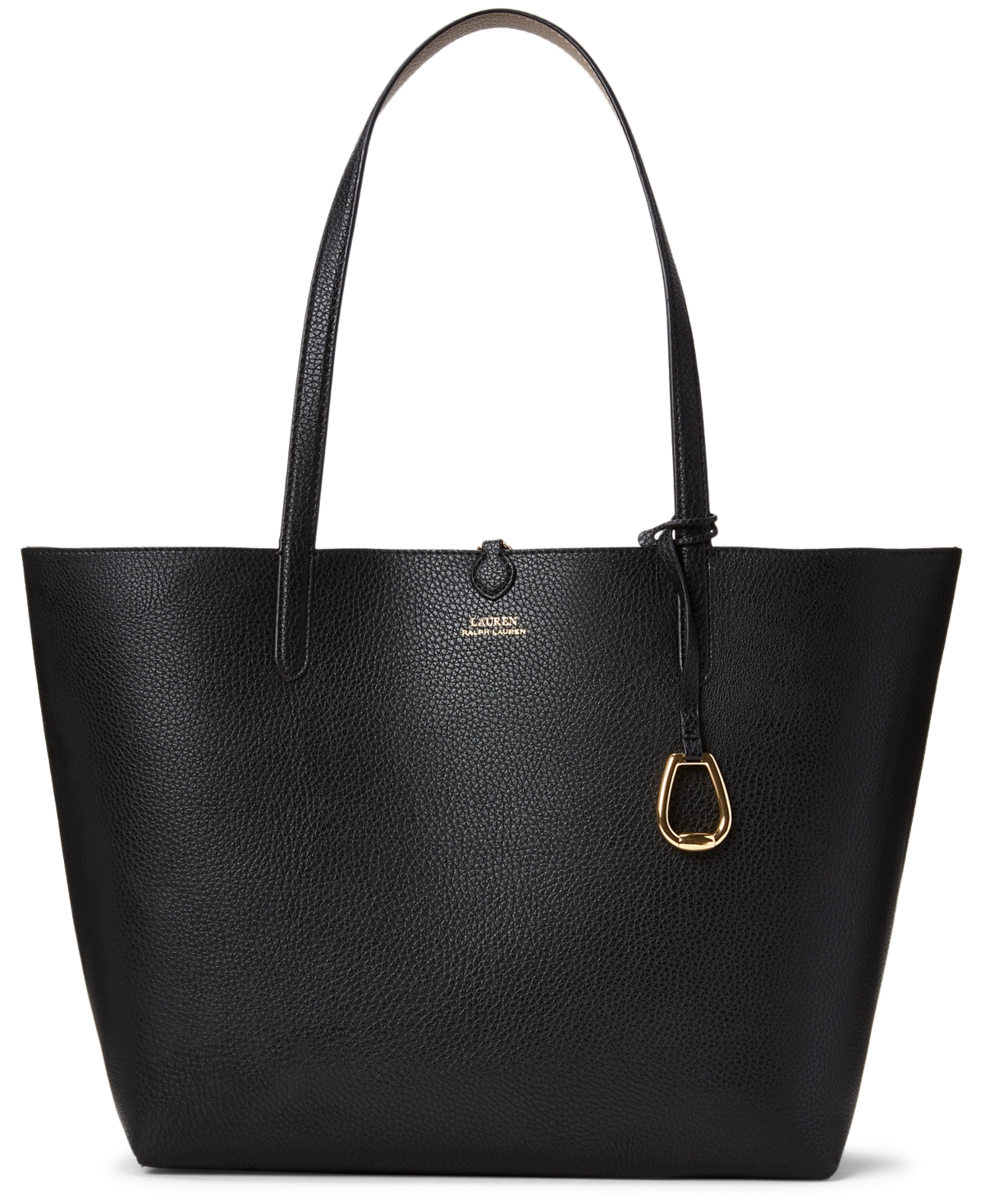 Ralph Lauren Reversible Shoulder Bag In Black And Mud In Black,taupe,gold