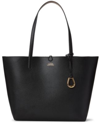 New . Tote Bag by Macy's, Faux leather, Black (Blue inside), reversible.