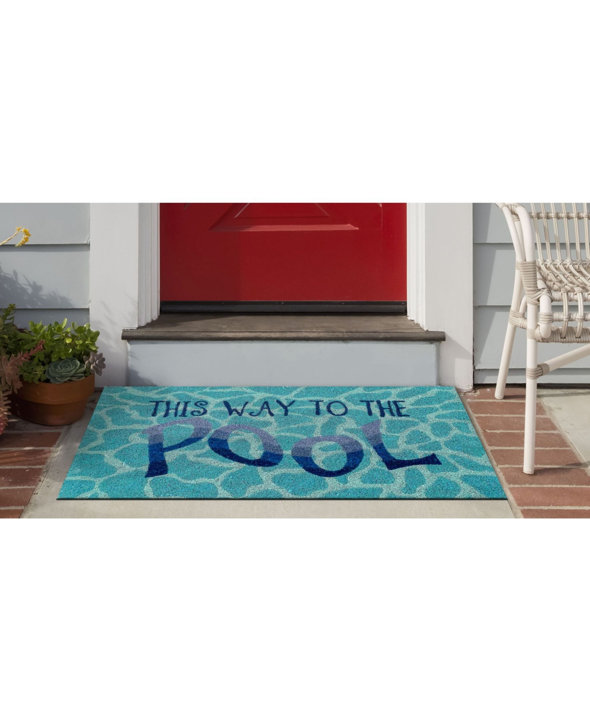 Liora Manne' Natura This Way To The Pool WaterOutdoor Area Rug - Aqua