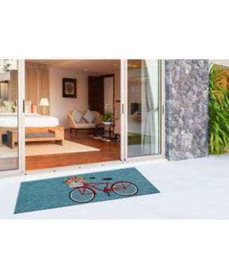 Frontporch Bike Ride Blue 2' x 5' Runner Rug