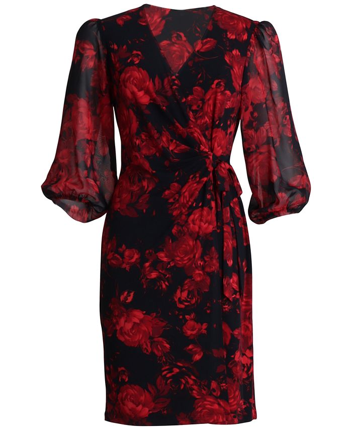 Connected Women's Chiffon Sleeve Sheath Dress Purple Size 6 Petite main image 1