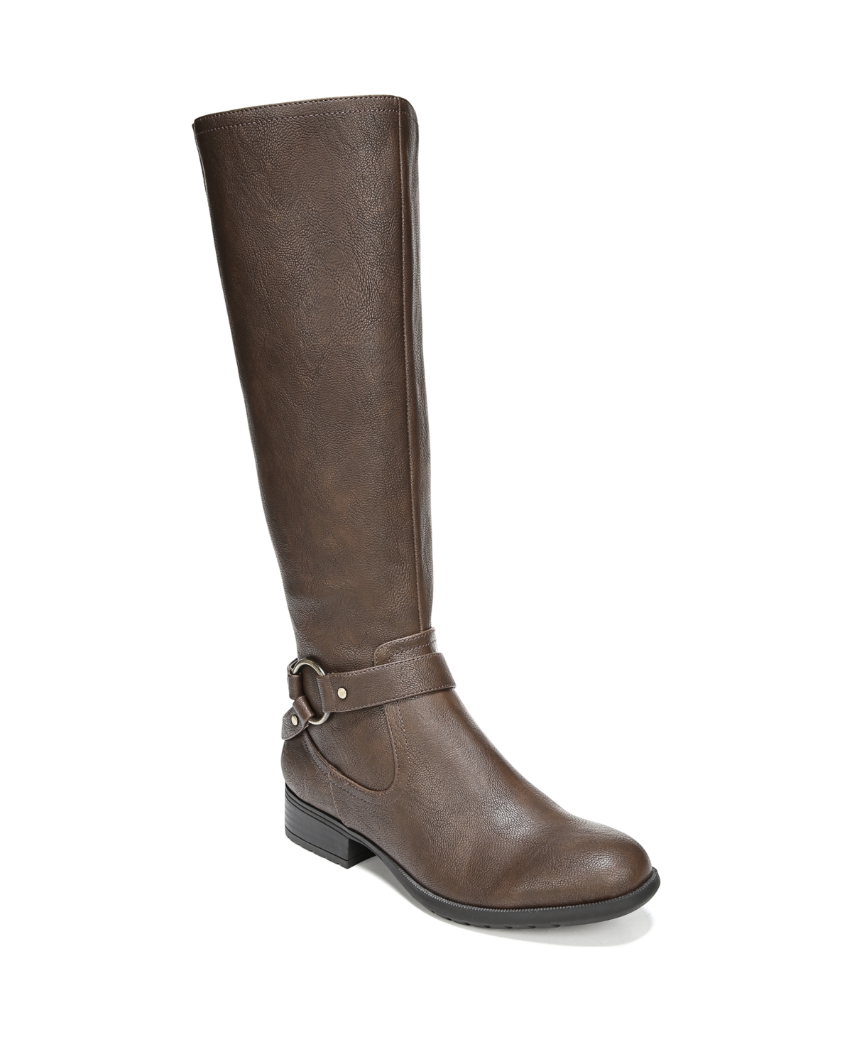 X-Felicity Wide Calf Knee High Boots - Dark Tan Faux Leather