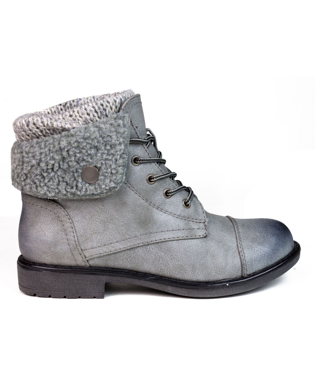 Cliffs By White Mountain Duena Faux Shearling Lined Lace-up Boot In Light Gray