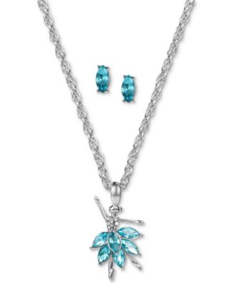 Charter Club - Silver-Tone Crystal Ballerina Pendant Necklace & Stud Earrings Set