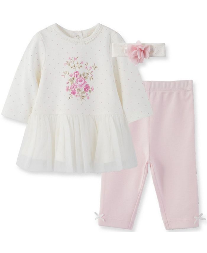 Little Me Little Me Baby Girl Bouquet Dress and Legging with