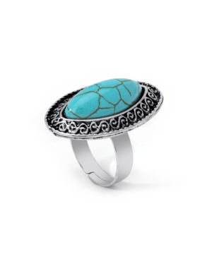 image of Macy-s Simulated Turquoise in Fine Silver Plated Marquise Adjustable Ring