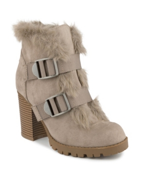 image of Sugar Women-s Rattle Fuzzy Heeled Hiker Boots Women-s Shoes