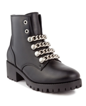 image of Sugar Women-s Obvi Chain-Lace Combat Booties Women-s Shoes
