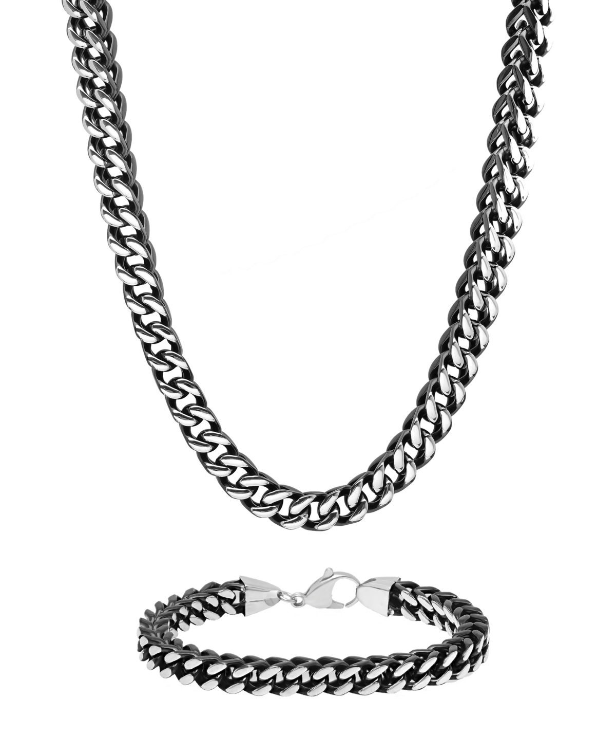 C & c Jewelry Macy's Men's Franco Link Chain Bracelet and Necklace Set in Two-Tone Stainless Steel