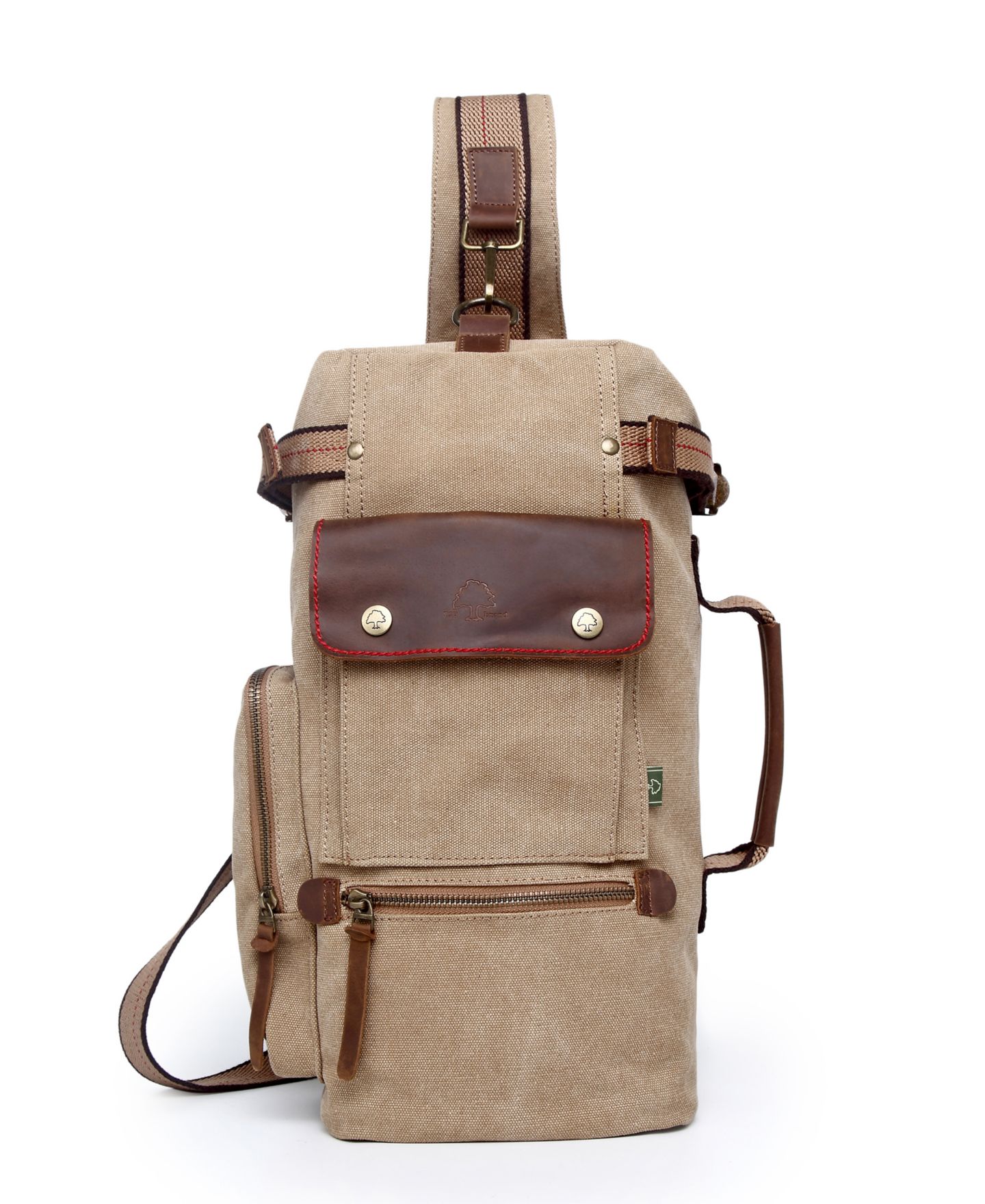 Женская сумка TSD BRAND Hill Side Canvas Sling, цвет: Хаки — фото 1