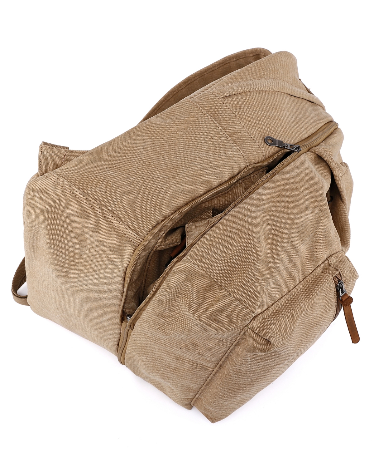 Tsd Brand Trail And Tree Double Canvas Backpack Handbag In Khaki