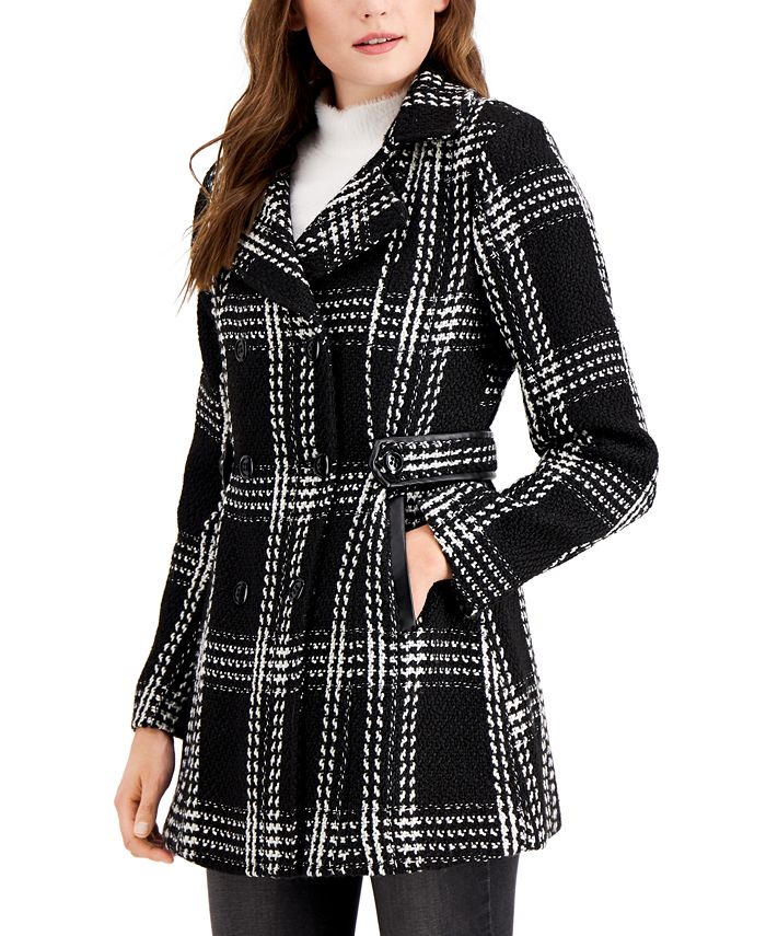 BCX Juniors Double Breasted Chunky Plaid Coat Macy s