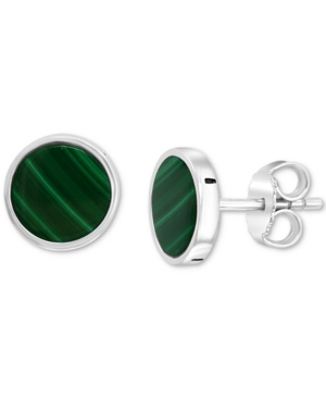 image of Effy Men-s Lapis Lazuli Stud Earrings in Sterling Silver (Also in Malachite)