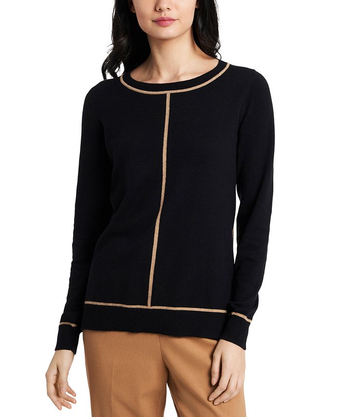 Riley & Rae Cleo Contrast-Piped Sweater, Created For Macy's - Macy's