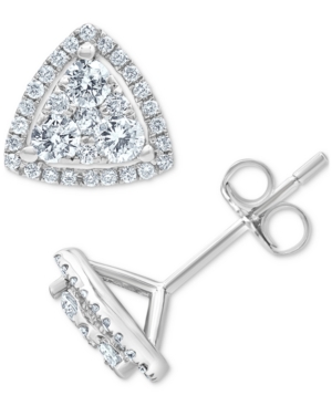 image of Diamond Triangle Cluster Stud Earrings (3/4 ct. t.w.) in 14k White Gold