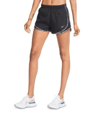 Nike Women's Dri-fit Tempo Running Shorts In Black/black/dark Teal Green/black