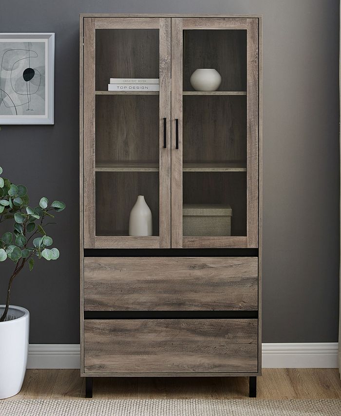 Walker Edison 68" Glass Door Storage Hutch Macy's