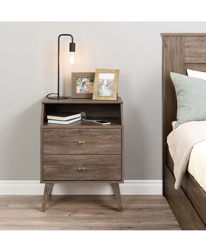 Prepac Milo Mid Century Modern 2 Drawer Nightstand with Angled Top Macy's
