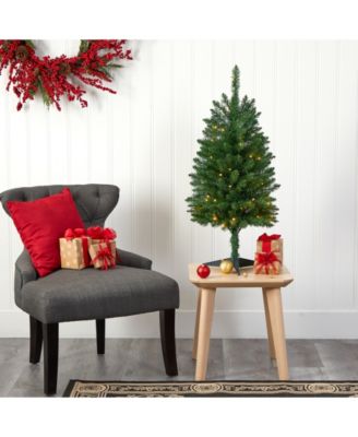 Slim Mountain Pine Artificial Christmas Tree with 50 Clear LED Lights