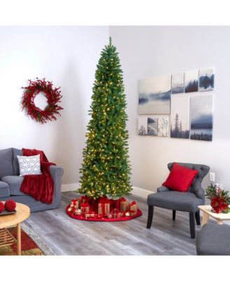 Slim Mountain Pine Artificial Christmas Tree with 600 Clear LED Lights