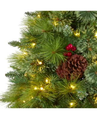 Montana Mixed Pine Artificial Christmas Tree with Pine Cones, Berries and 350 Clear LED Lights