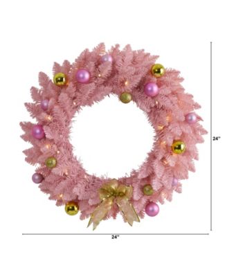 Artificial Christmas Wreath with 35 LED Lights and Ornaments