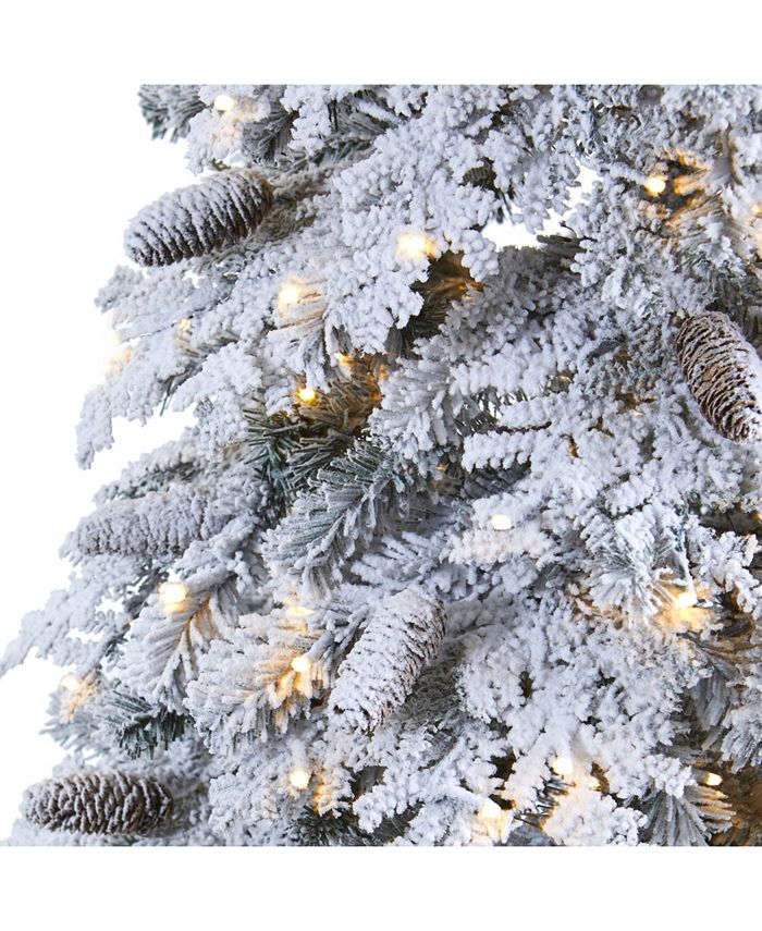 Nearly Natural Flocked Montana Down Swept Spruce Artificial Christmas ...