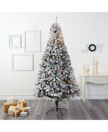 Nearly Natural Flocked Rock Springs Spruce Artificial Christmas Tree ...