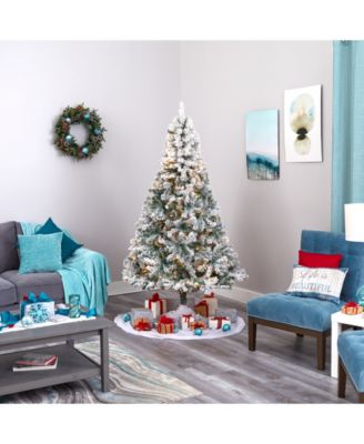 Flocked Rock Springs Spruce Artificial Christmas Tree with 350 Clear LED Lights and 800 Bendable Branches