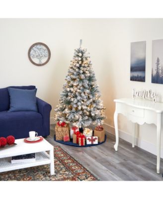 Flocked Rock Springs Spruce Artificial Christmas Tree with 250 Clear LED Lights