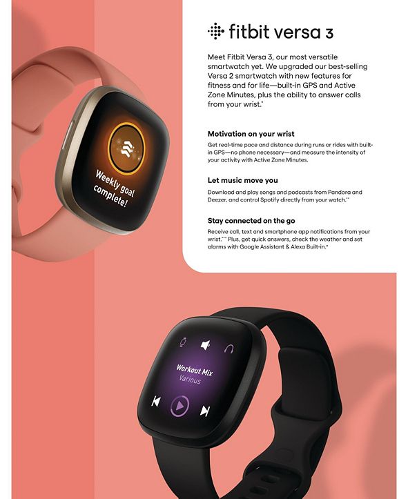 fitbit versa 3 pink clay gold