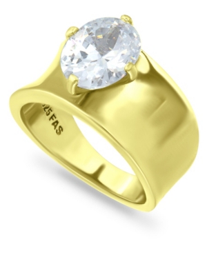 image of Macy-s Cubic Zirconia Prong Set Oval Stone 18K Gold Plate Ring