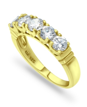 image of Macy-s Cubic Zirconia Round 5 Stone 18K Gold Plate Ring