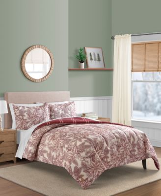 Sunham - Poinsettia 3-Pc Comforter Set