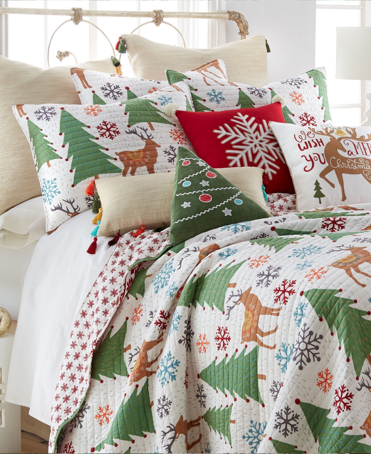 Levtex Tinsel Festive Forest Reversible 3-pc. Quilt Set, King In White