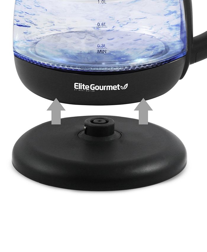 Elite Gourmet 33.8 Ounce Glass Hot Water Kettle, 1000 Watts Macy
