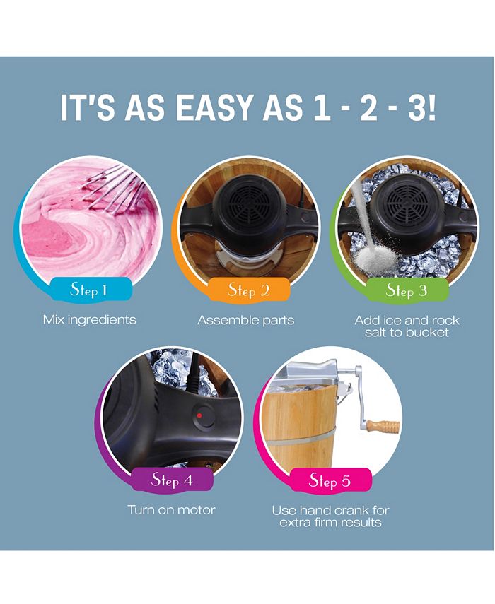 Elite Gourmet 6Qt. Electric Motorized Ice Cream, Gelato, Frozen Yogurt