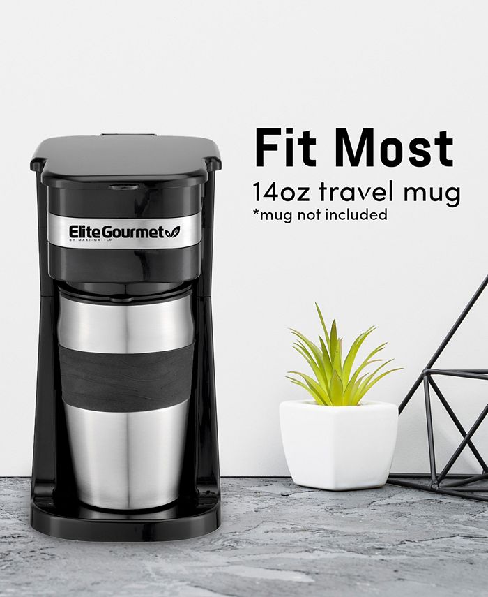 Elite Gourmet 14Oz Personal SingleServe Coffee Maker with Stainless
