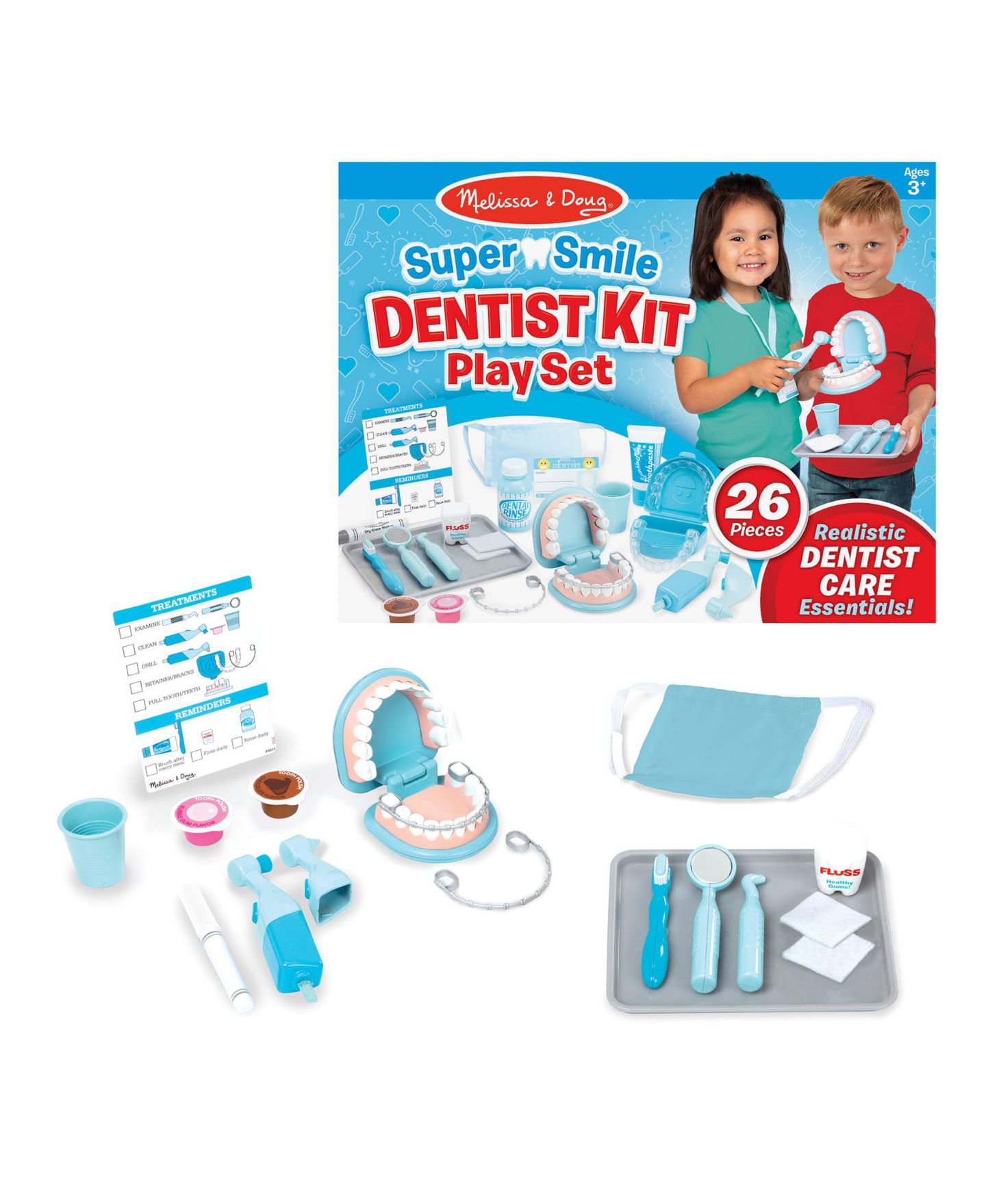 Детские игрушки Melissa and Doug Dentist Vibrating 26-Piece Dental Play Set, Ages 3+ — фото 1