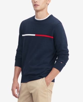 Tommy Hilfiger Men's Logo Crewneck Cotton Sweater - Macy's