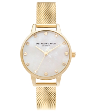 image of Olivia Burton Women-s Classics Gold-Tone Mesh Bracelet Watch 30mm