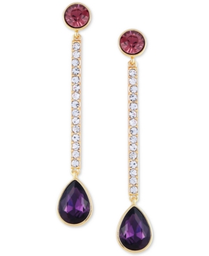 image of Guess Crystal & Stone Linear Drop Earrings